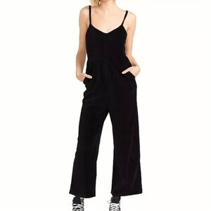 Volcom Womens Juniors Corduroy Cording To U Sleeveless Wide Leg Black Romper 8 M